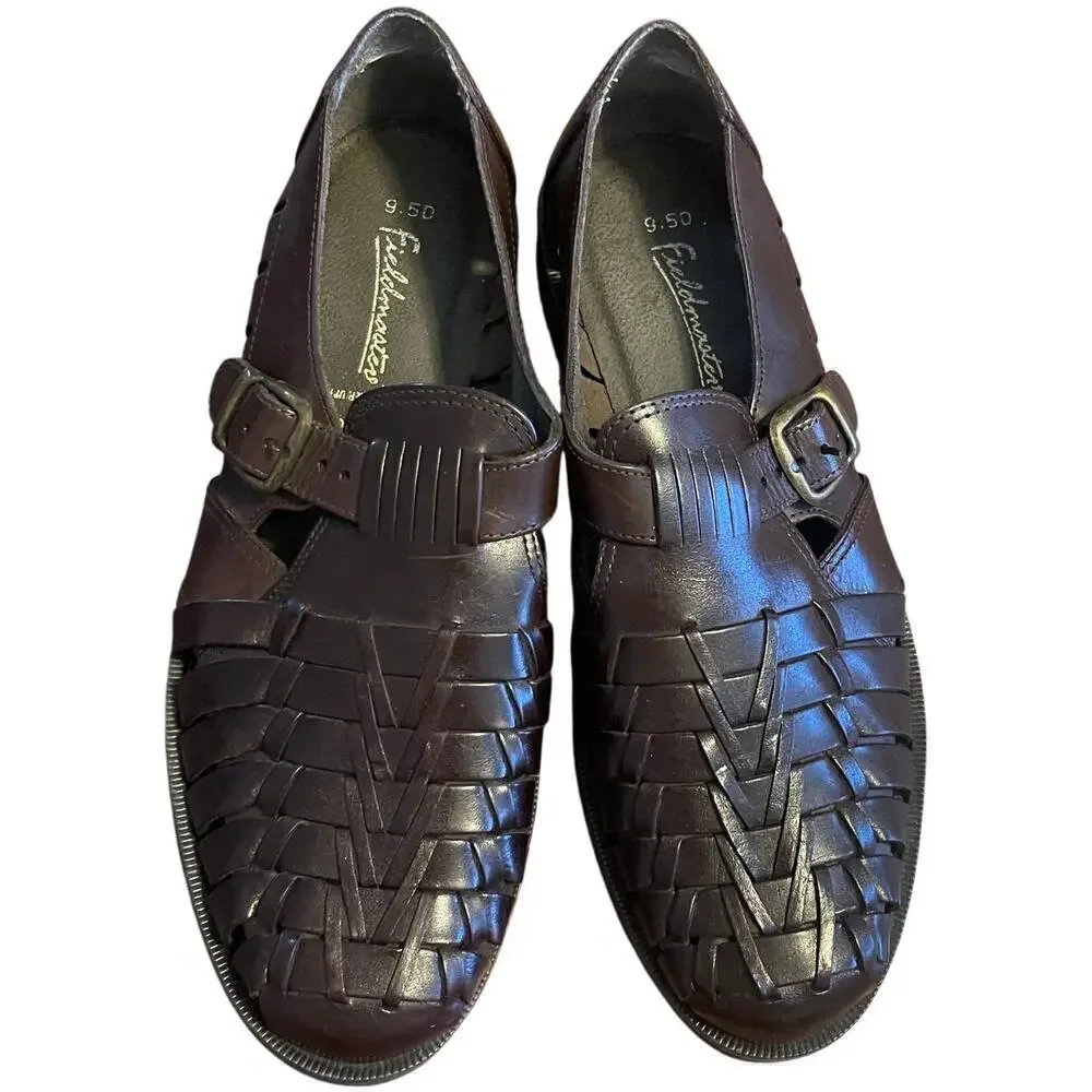 Fieldmaster Ricardo Men's Leather Loafers Sandals Shoes Cross Hatched Size 9.5D